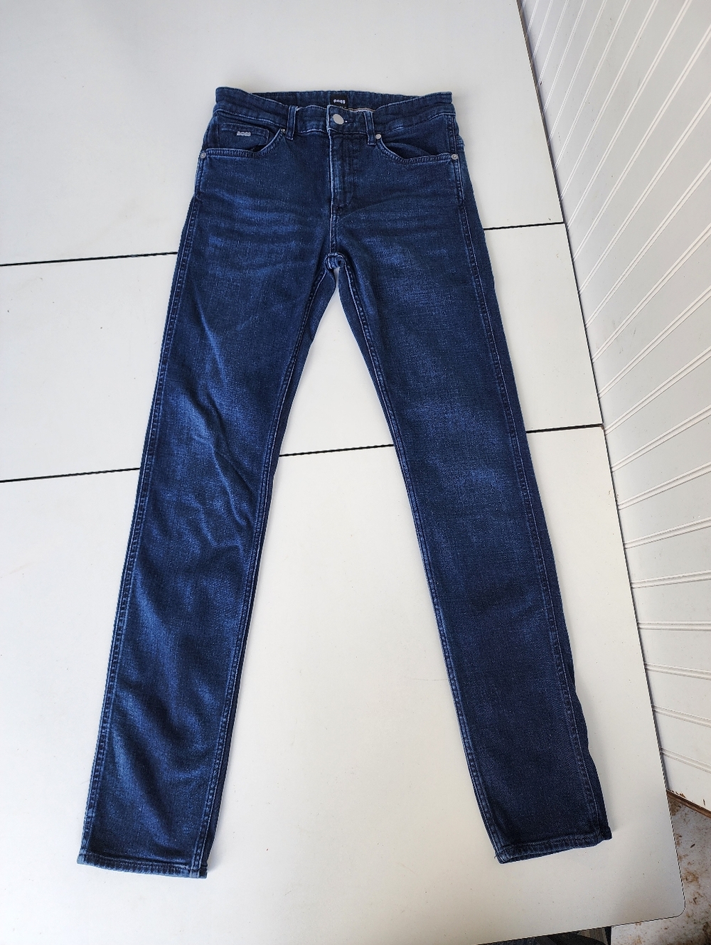 Hugo Boss Delaware Jeans Mens Blue Slim Fit Stretch Denim Candiani Sz 30×32